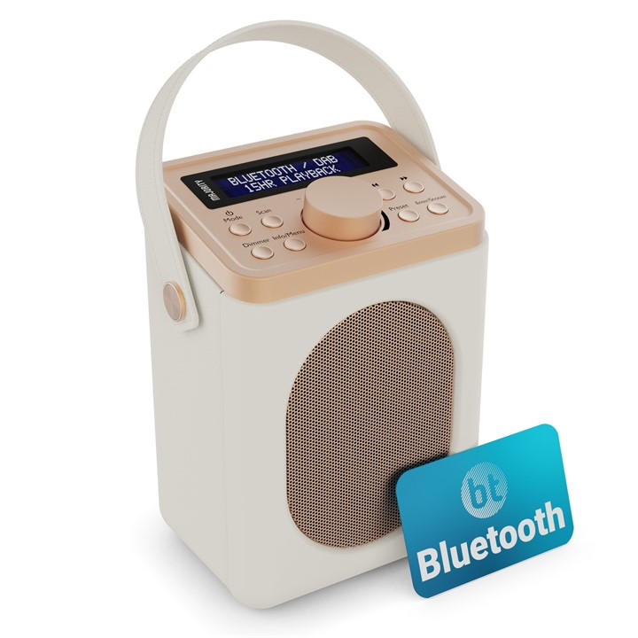 Little Shelford Dab/Dab+ Digital & Fm Radio, Portable Wireless, Bluetooth, With Stereo Sound, Dual Alarm Clock/Leather Effect Finish/Mains Powered... - Image 2